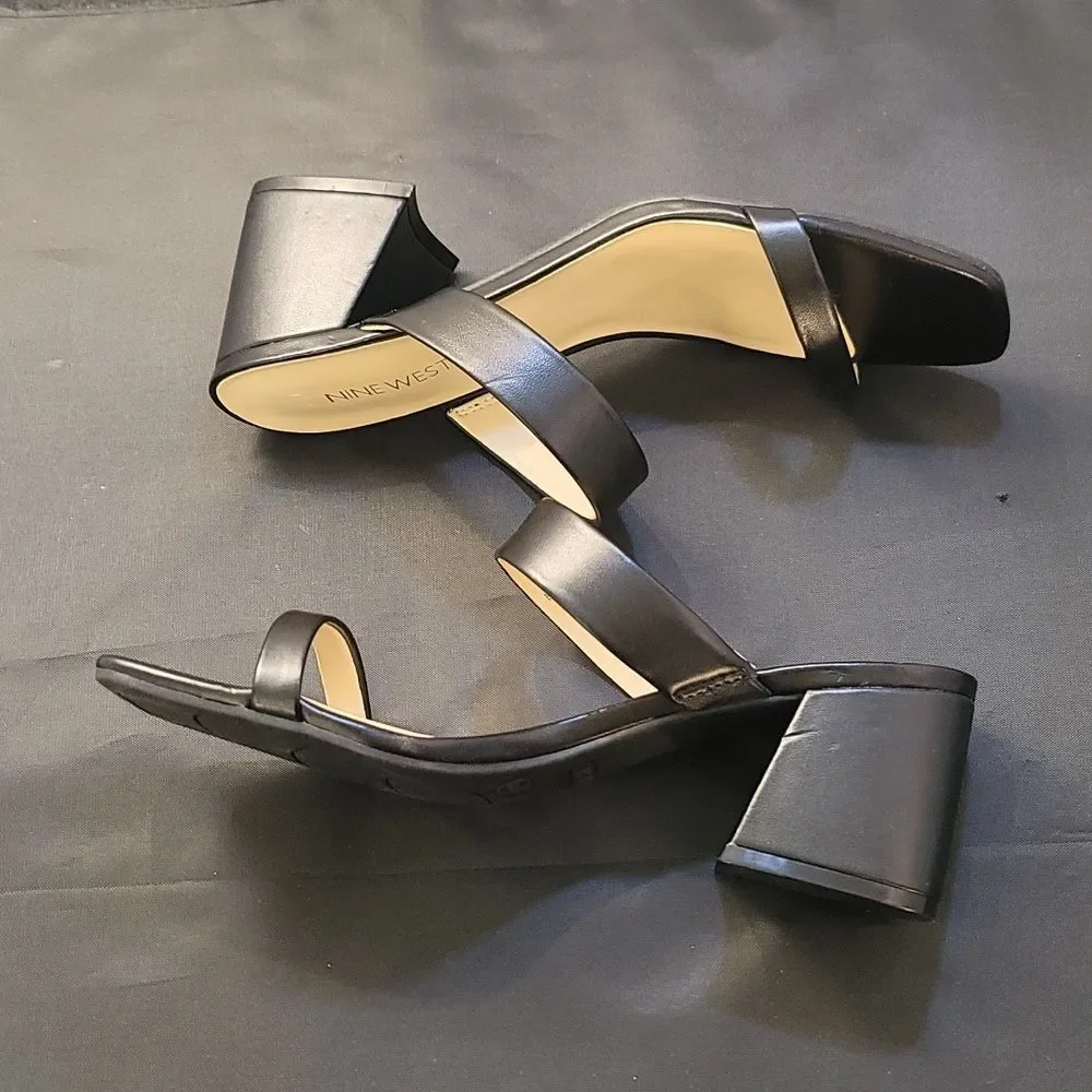 BRAND NEW NINE WEST BLOCK HEEL SQUARE TOE WOMENS SANDALS - Picture 11 of 14